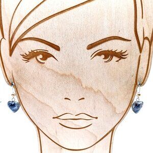 Tropical Reverse Painted Butterfly Wing Earrings, Heart Shaped Dangle